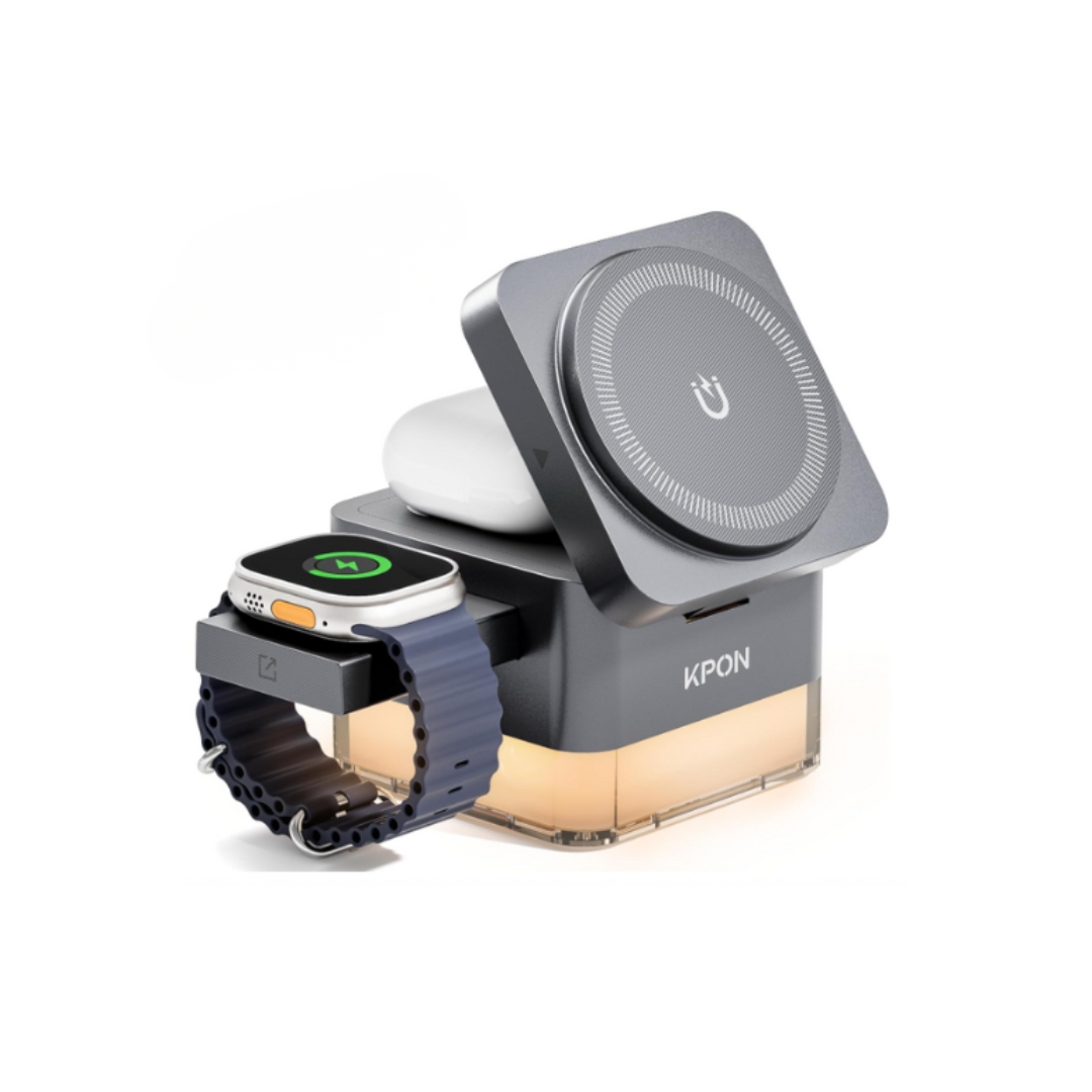 KPON Cube 3-in-1 – MagSafe for iPhone 12–17 and Apple Watch 9–11