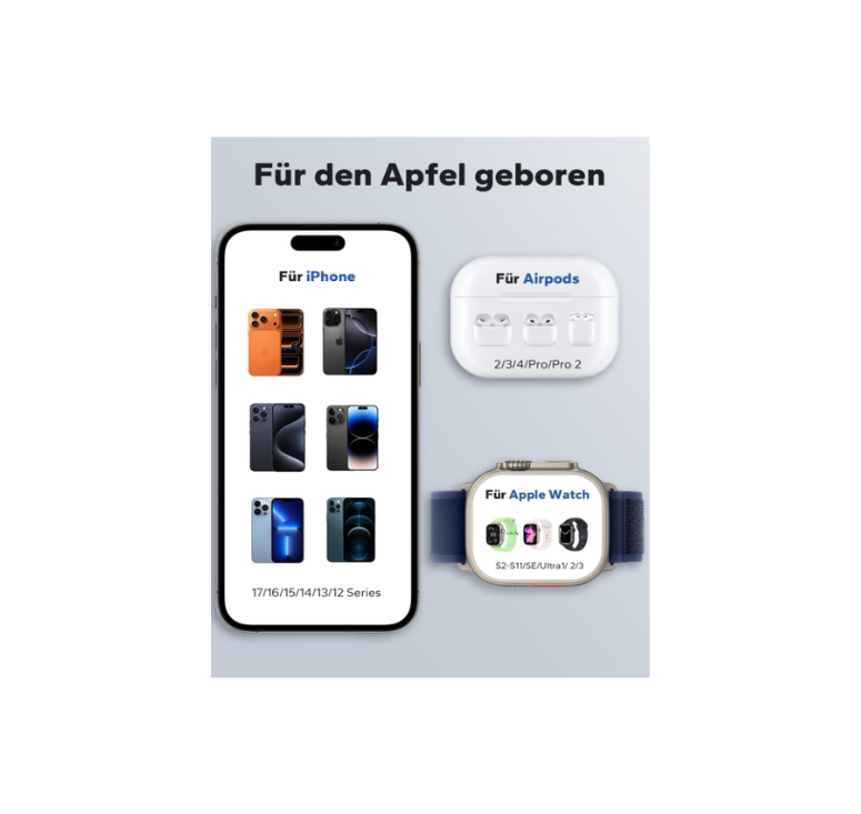 KPON Cube 3-in-1 – MagSafe for iPhone 12–17 and Apple Watch 9–11